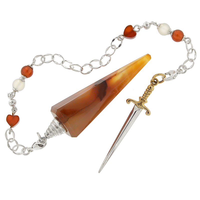 One of a Kind #326 - Carnelian, White Agate and Sterling Silver Pendulum by Ask Your Pendulum