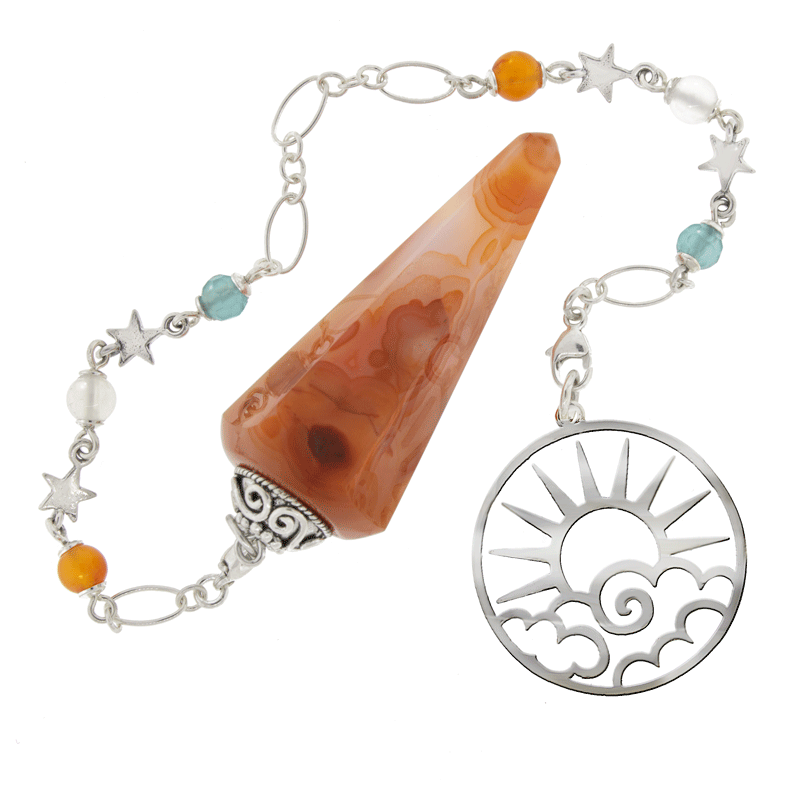One of a Kind #332 - Carnelian, Apatite, Agate and Sterling Silver Pendulum by Ask Your Pendulum