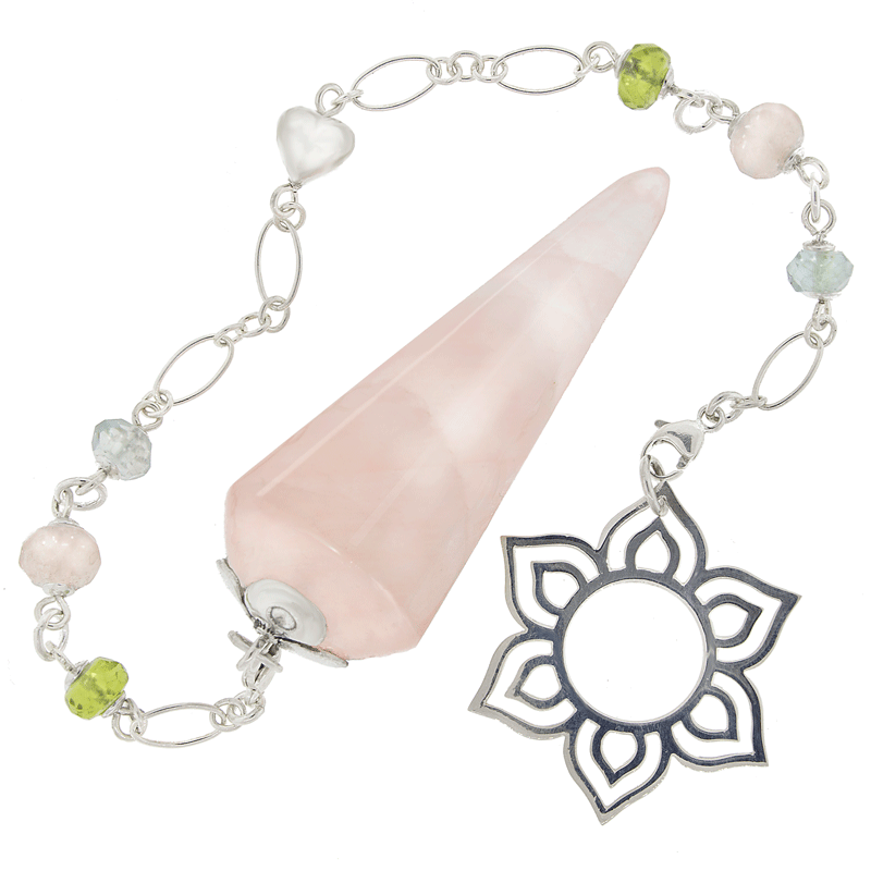 One of a Kind #338 - Rose Quartz, Peridot, Aquamarine and Sterling Silver Pendulum by Ask Your Pendulum