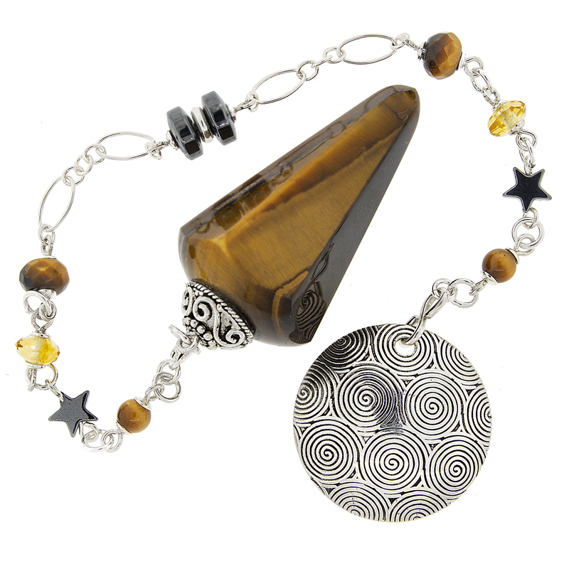 One of a Kind #339 - Golden Tiger's Eye, Citrine, Hematite and Sterling Silver Pendulum by Ask Your Pendulum